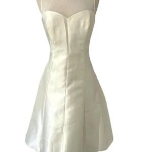 Alfred Sung Ivory Sleeveless Illusion Neckline Dress